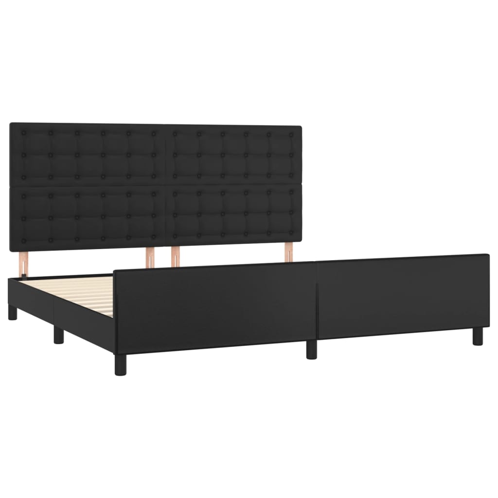 sengeramme med sengegavl 200x200 cm kunstlæder sort