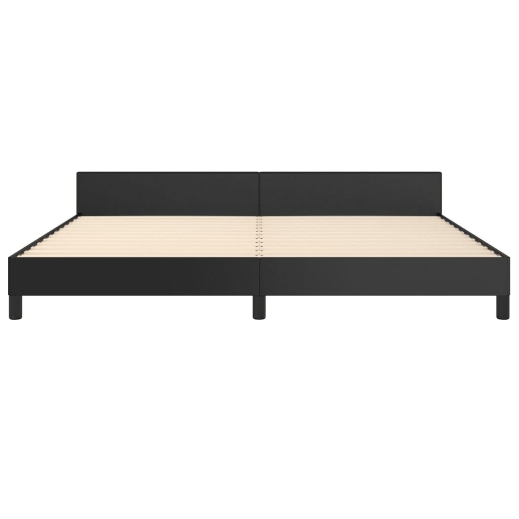 sengeramme med sengegavl 200x200 cm kunstlæder sort