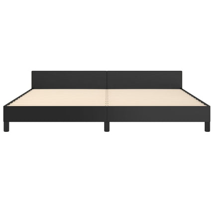 sengeramme med sengegavl 200x200 cm kunstlæder sort