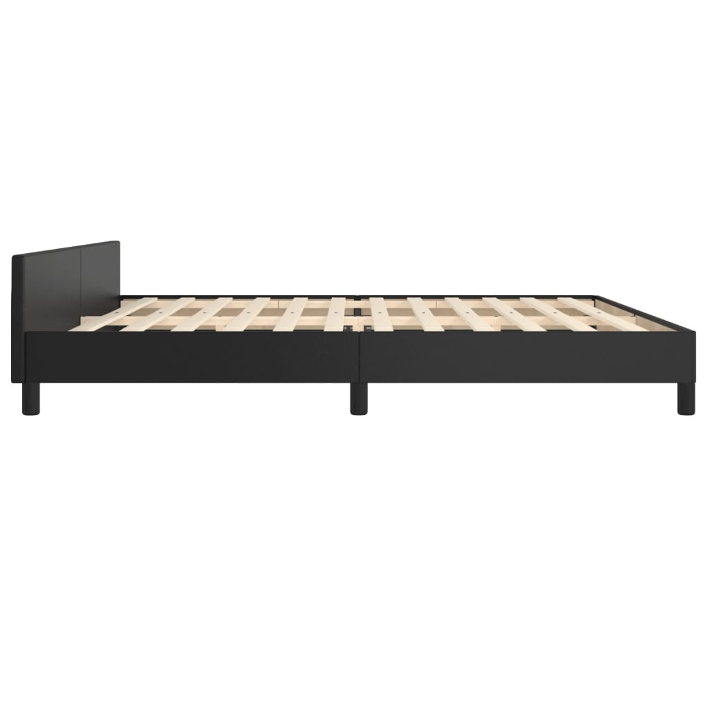 sengeramme med sengegavl 200x200 cm kunstlæder sort