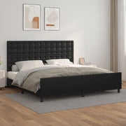 sengeramme med sengegavl 200x200 cm kunstlæder sort