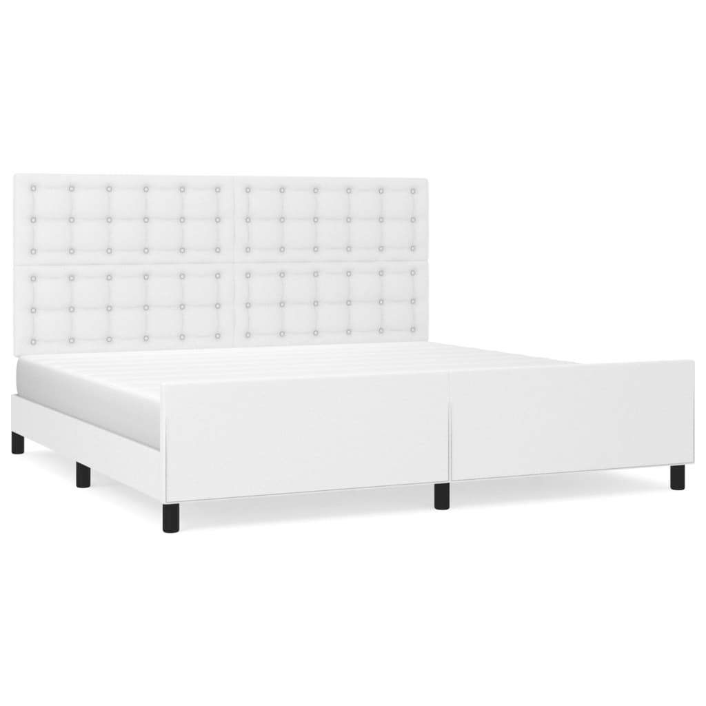 sengeramme med sengegavl 200x200 cm kunstlæder hvid