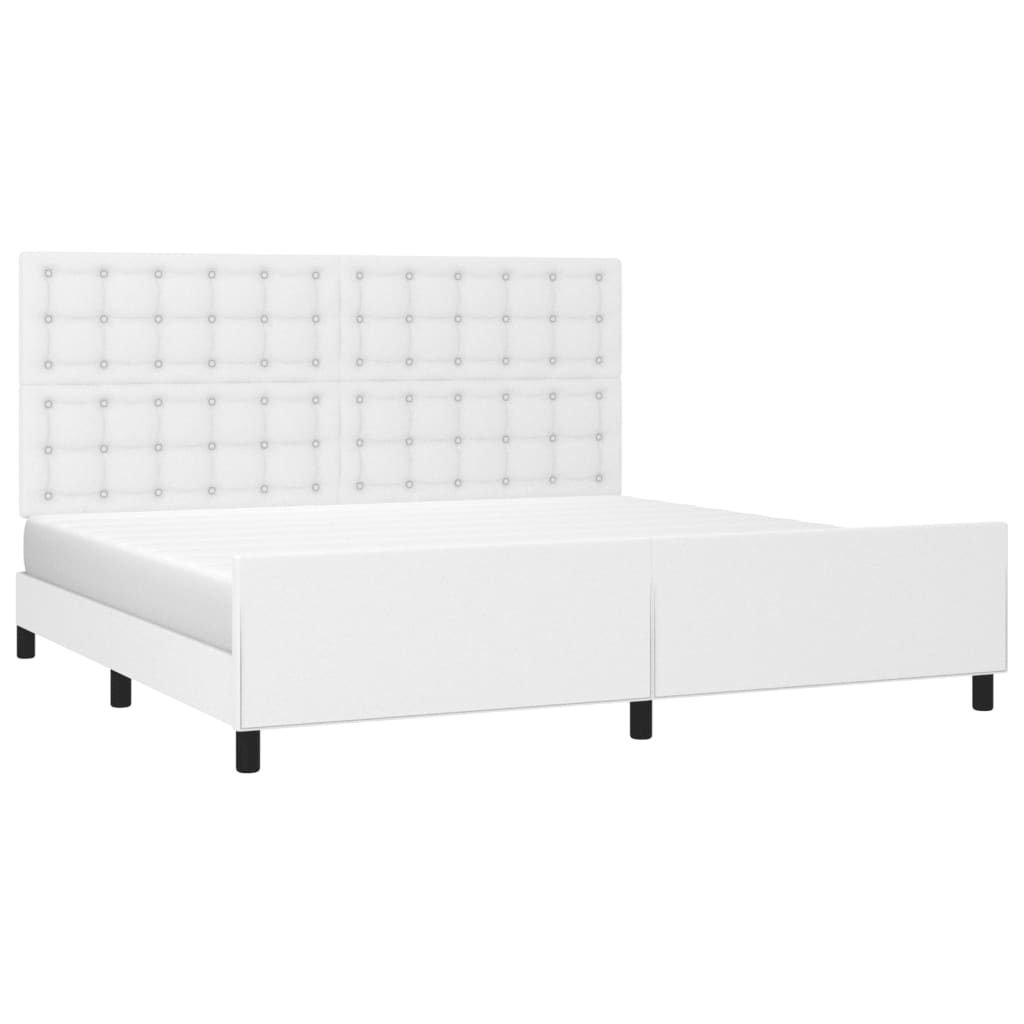 sengeramme med sengegavl 200x200 cm kunstlæder hvid