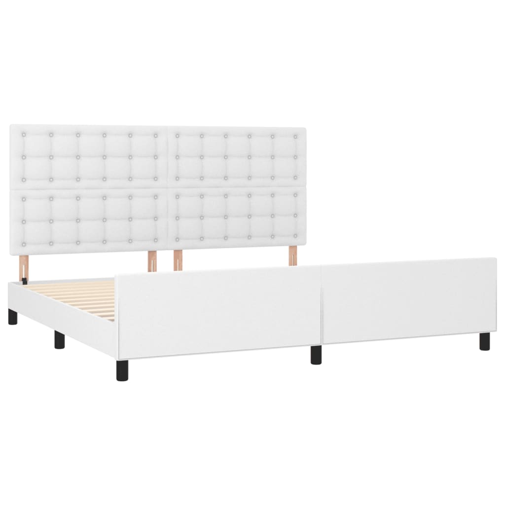 sengeramme med sengegavl 200x200 cm kunstlæder hvid