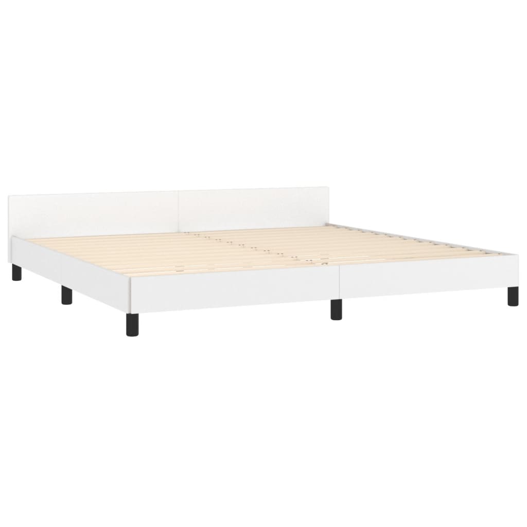 sengeramme med sengegavl 200x200 cm kunstlæder hvid