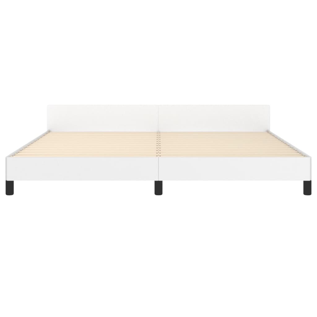 sengeramme med sengegavl 200x200 cm kunstlæder hvid