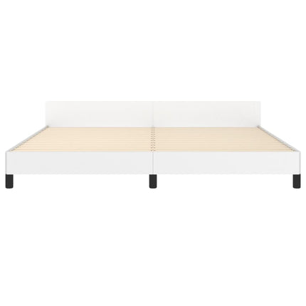 sengeramme med sengegavl 200x200 cm kunstlæder hvid