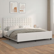 sengeramme med sengegavl 200x200 cm kunstlæder hvid