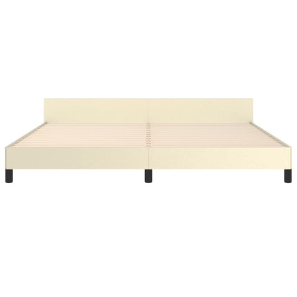 sengeramme med sengegavl 200x200 cm kunstlæder cremefarvet