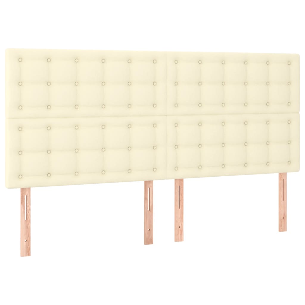 sengeramme med sengegavl 200x200 cm kunstlæder cremefarvet