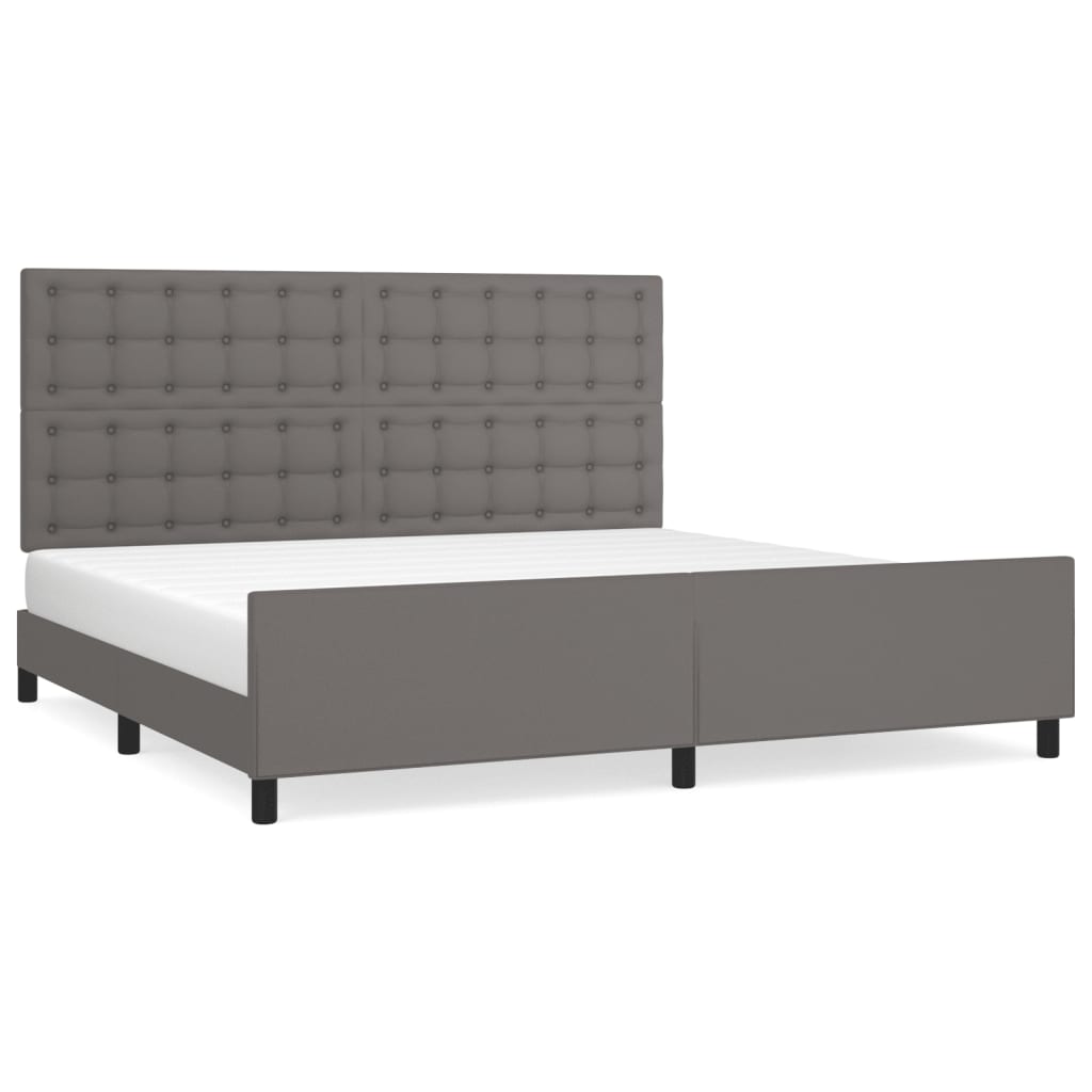sengeramme med sengegavl 200x200 cm kunstlæder grå
