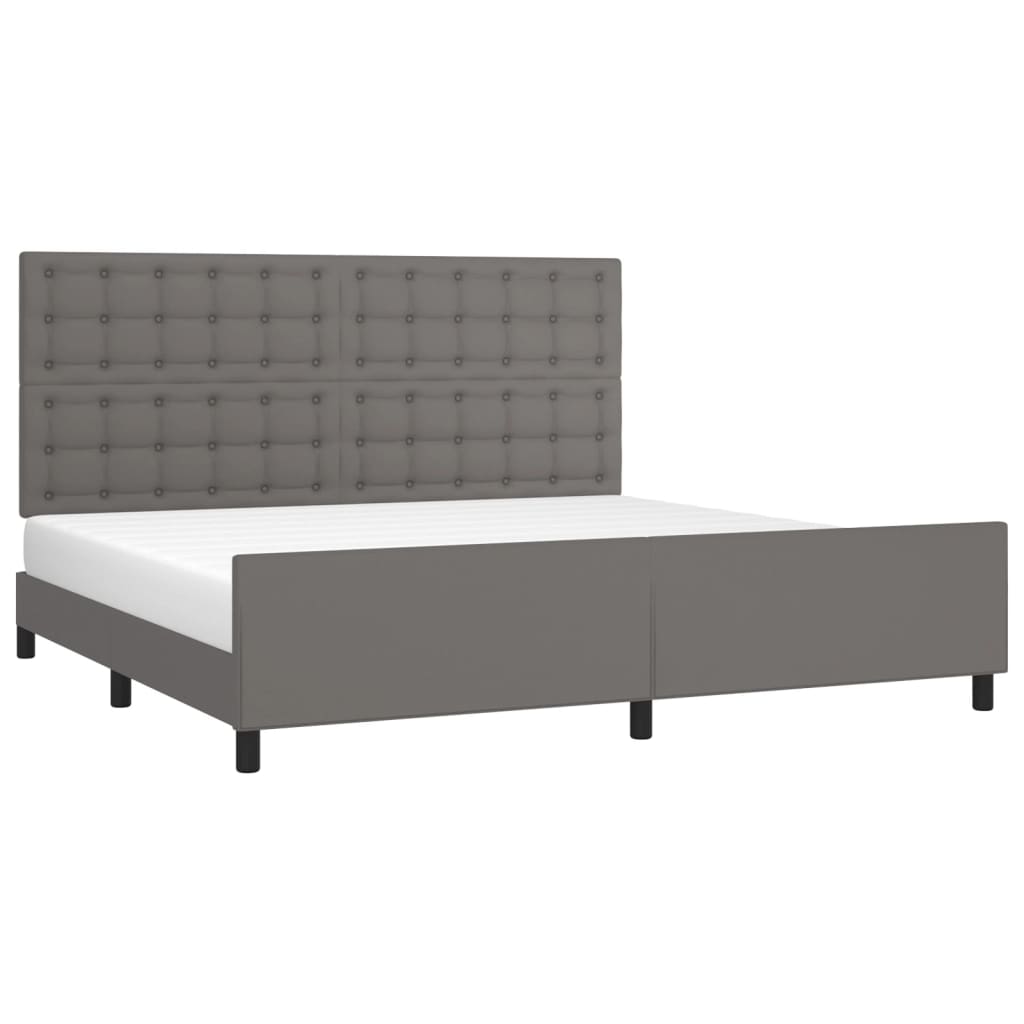sengeramme med sengegavl 200x200 cm kunstlæder grå
