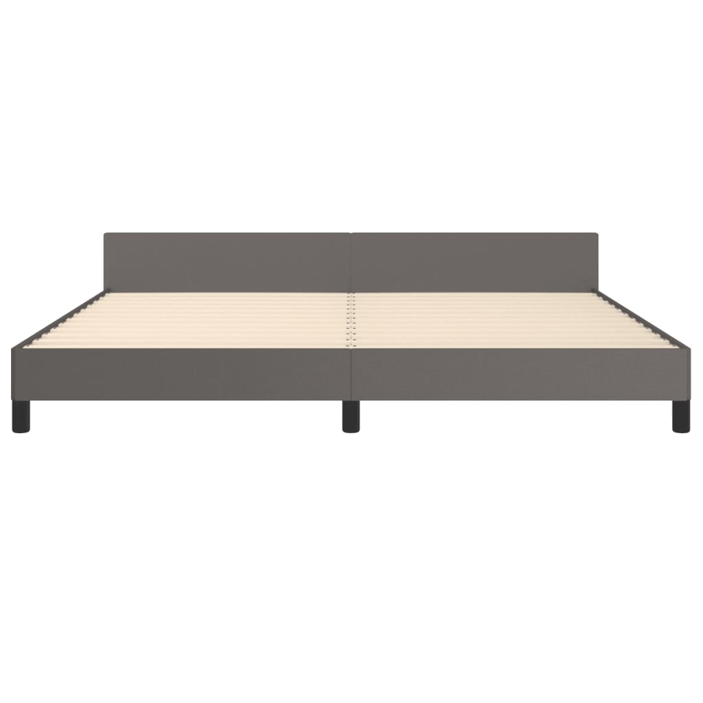 sengeramme med sengegavl 200x200 cm kunstlæder grå
