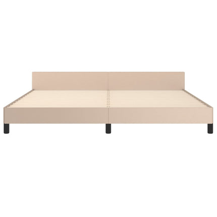 sengeramme med sengegavl 200x200 cm kunstlæder cappuccinofarvet