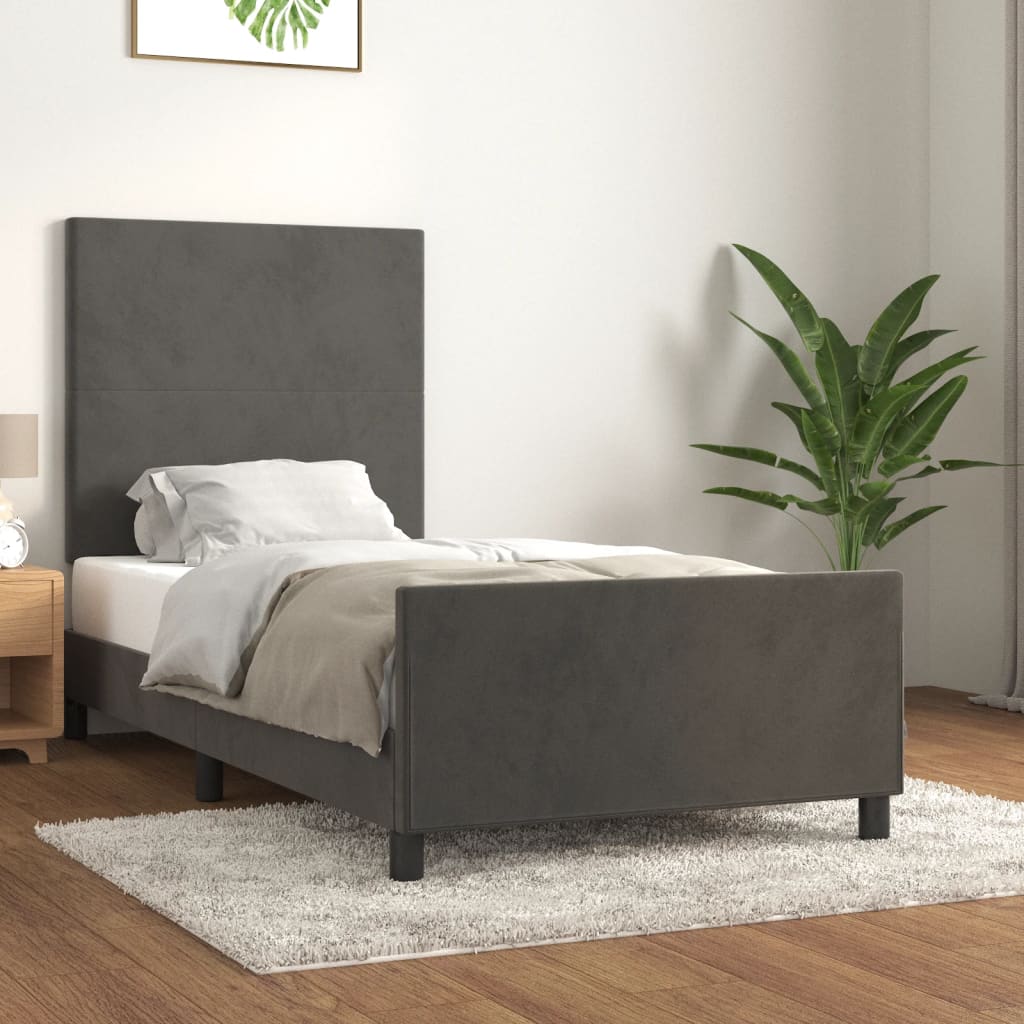 Sengeramme uden madras Mørkegrå 80x200 cm Fløjl