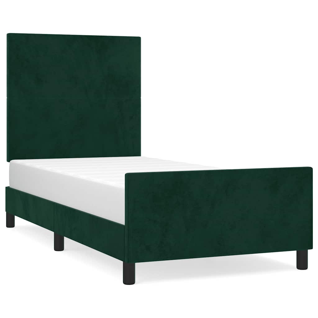 Sengeramme uden madras Mørkegrøn 80x200 cm Fløjl
