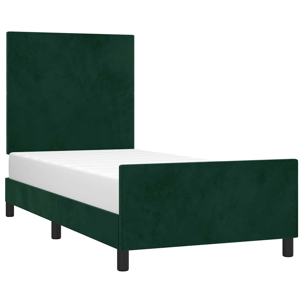 Sengeramme uden madras Mørkegrøn 80x200 cm Fløjl