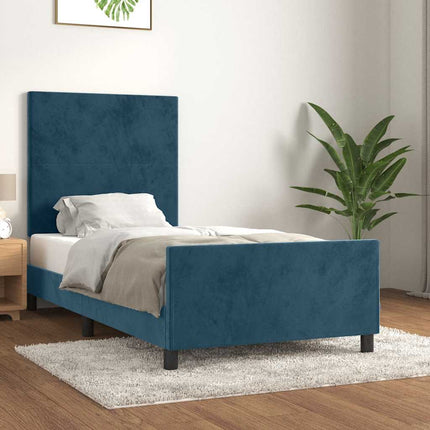 Sengeramme uden madras Mørkeblå 80x200 cm Fløjl