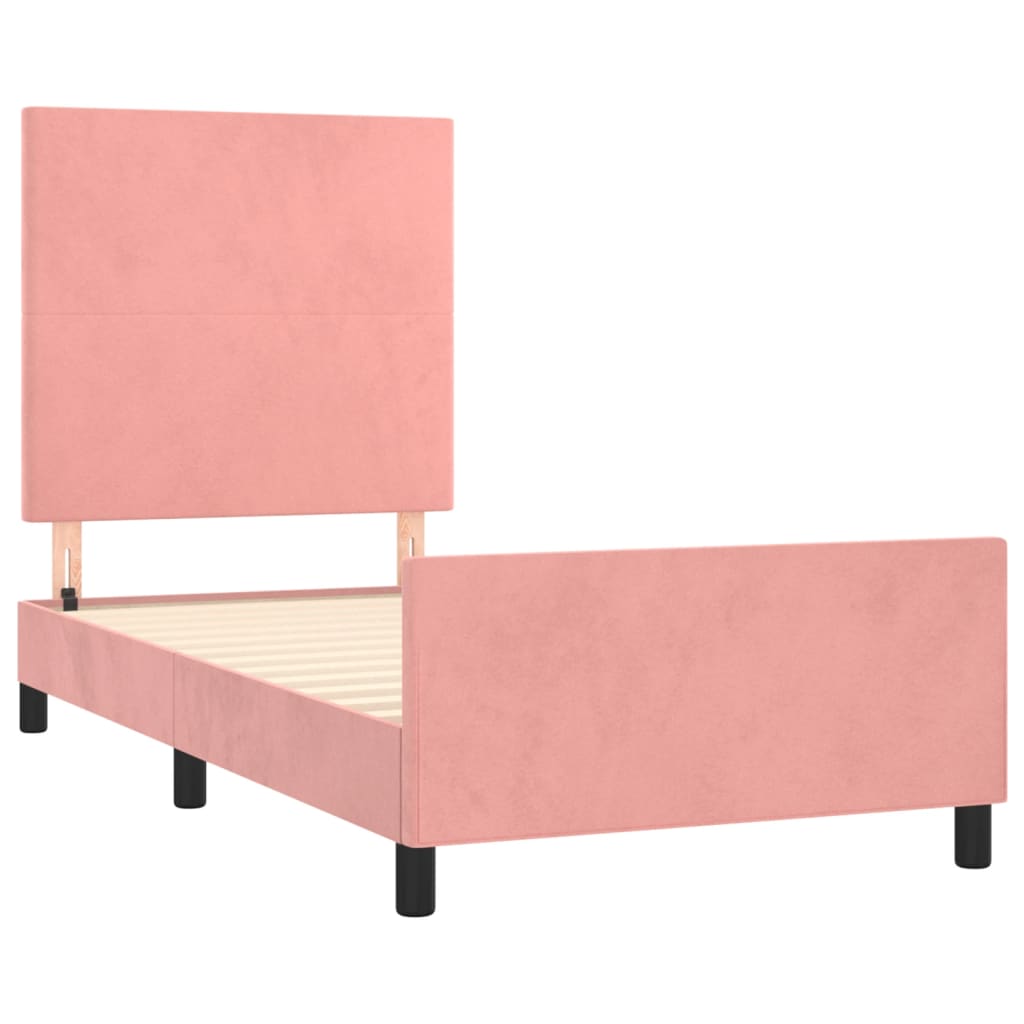 sengeramme med sengegavl 80x200 cm fløjl lyserød