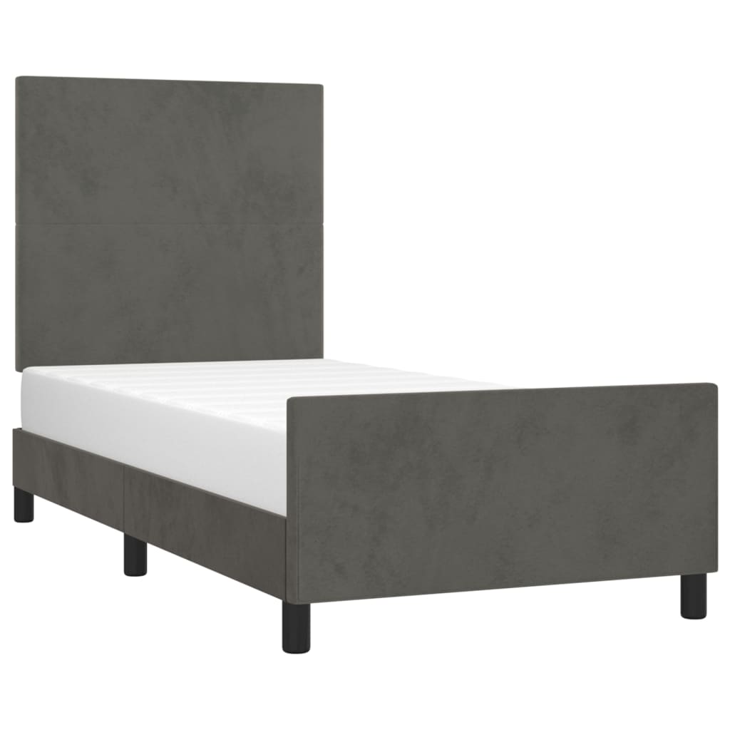 Sengeramme uden madras Mørkegrå 90x190 cm Fløjl