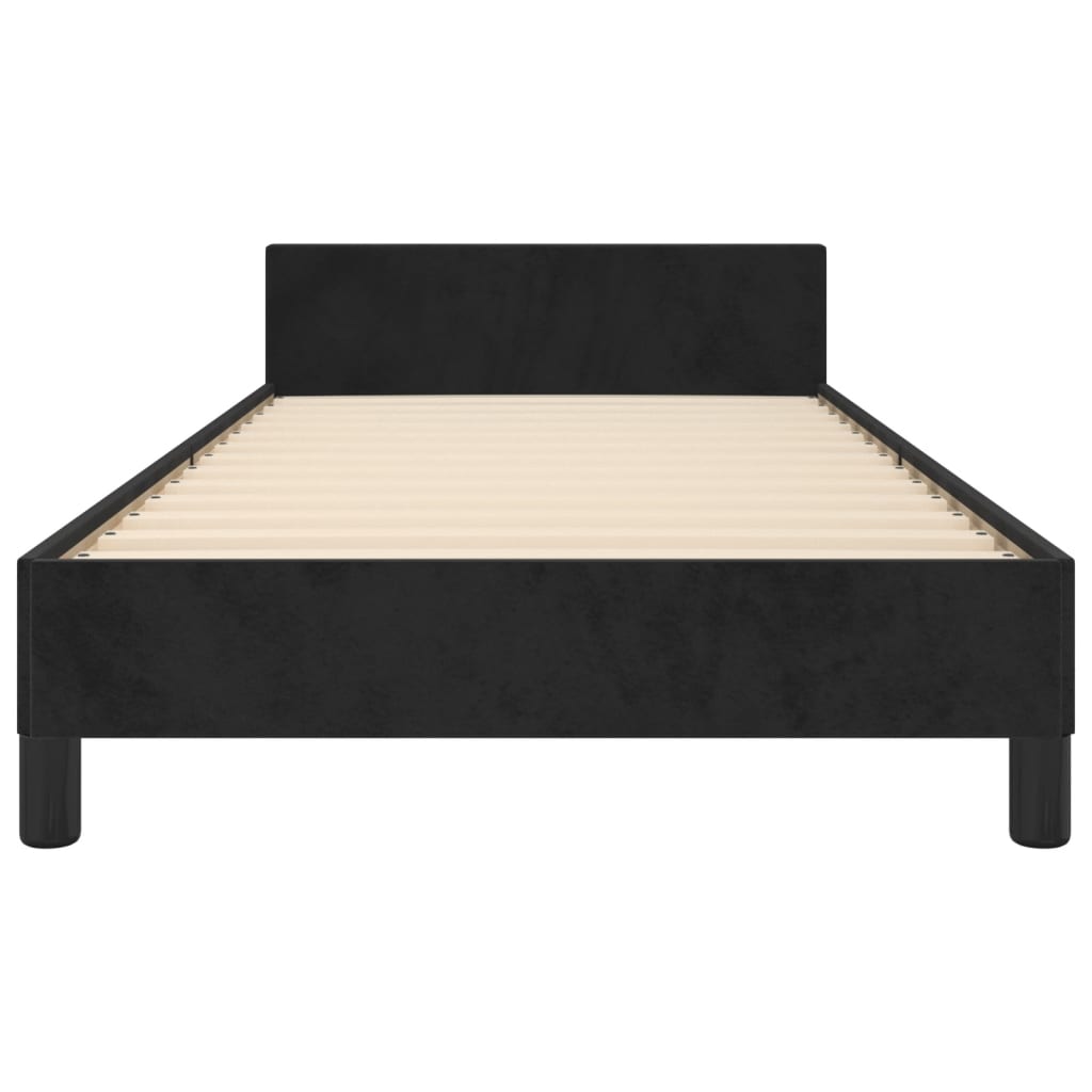 sengeramme med sengegavl 90x190 cm fløjl sort