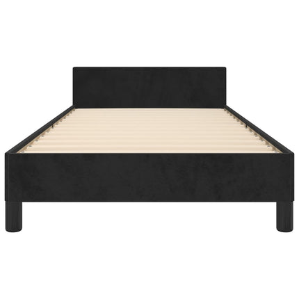 sengeramme med sengegavl 90x190 cm fløjl sort
