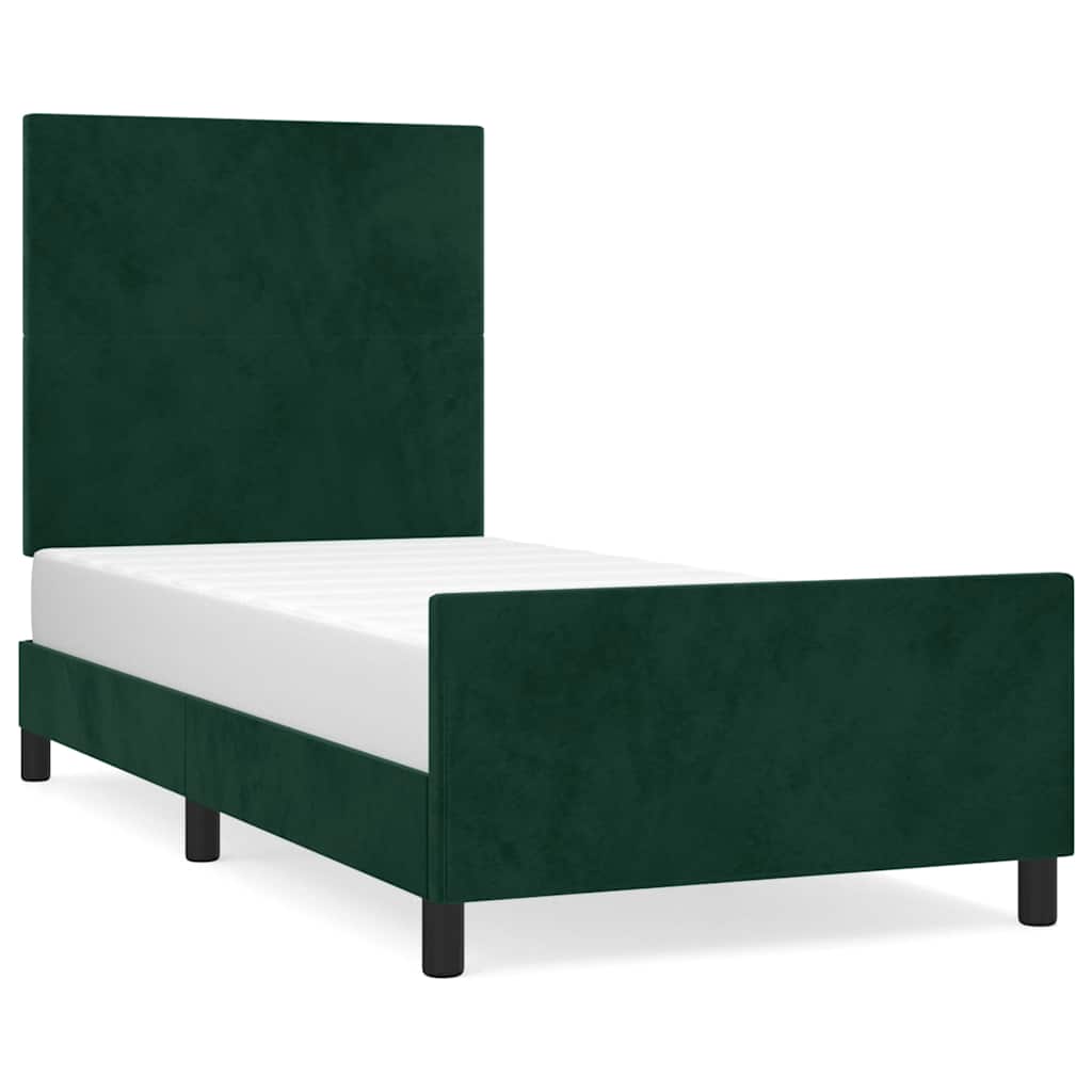 Sengeramme uden madras Mørkegrøn 90x190 cm Fløjl