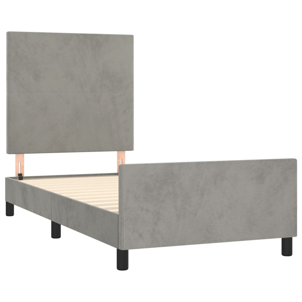 Sengeramme uden madras Lysegrå 100x200 cm Fløjl