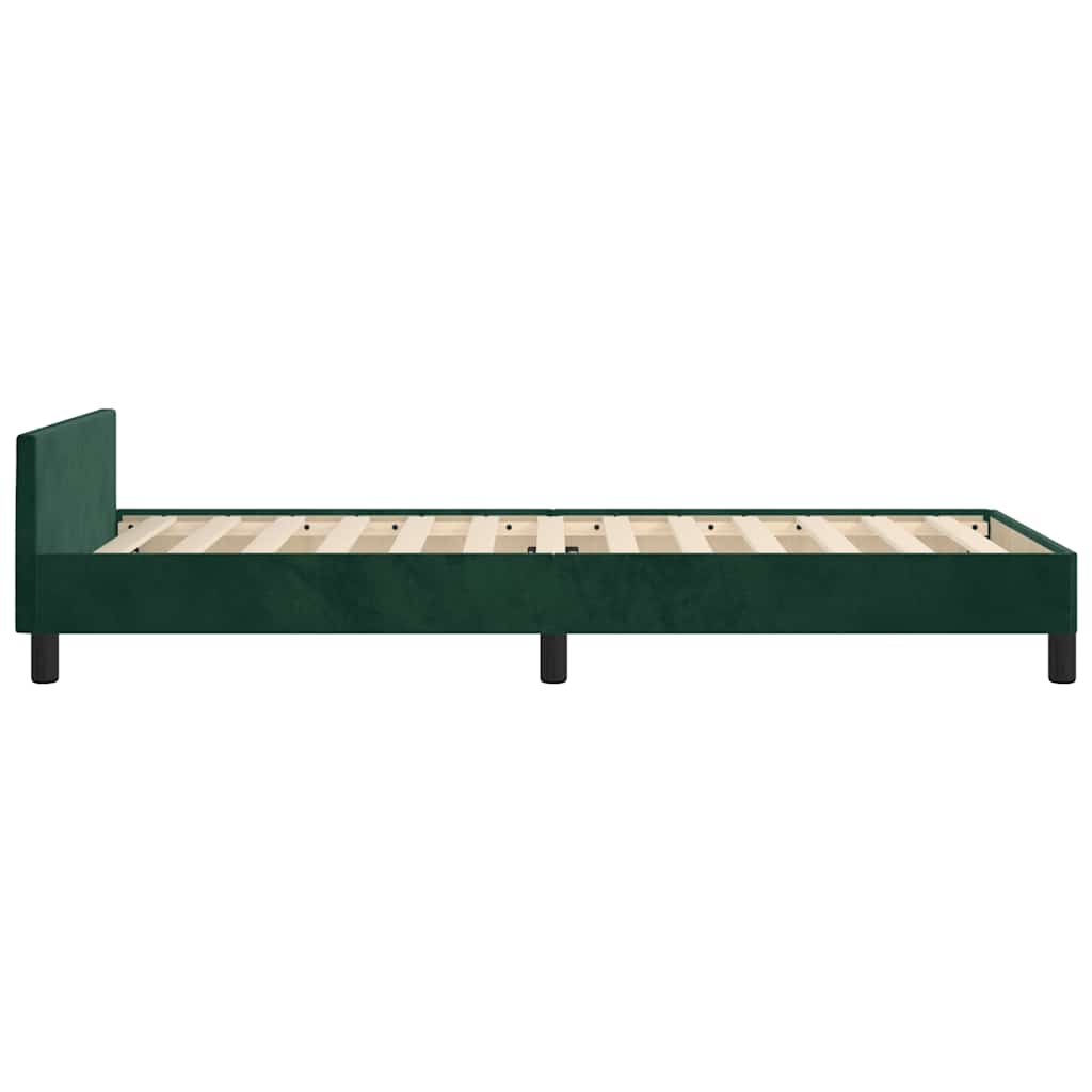 Sengeramme uden madras Mørkegrøn 100x200 cm Fløjl
