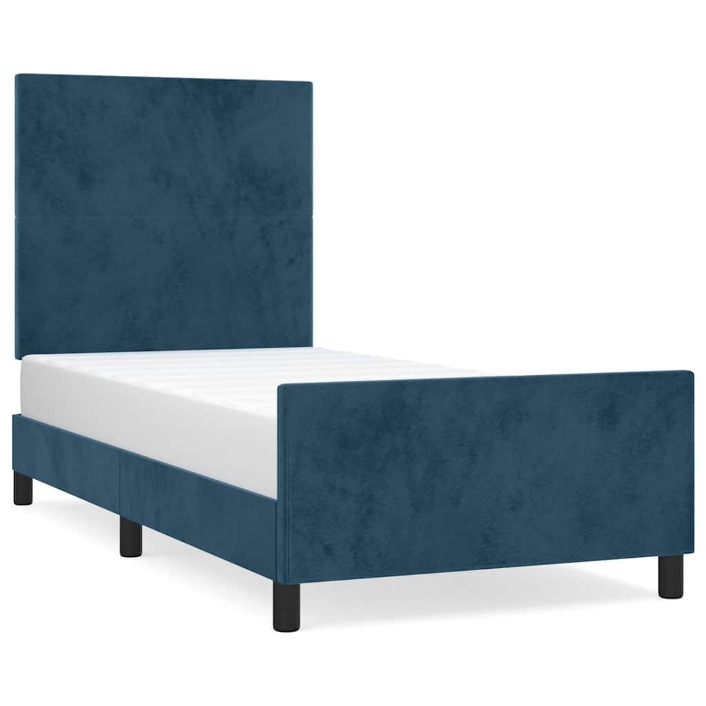 Sengeramme uden madras Mørkeblå 100x200 cm Fløjl
