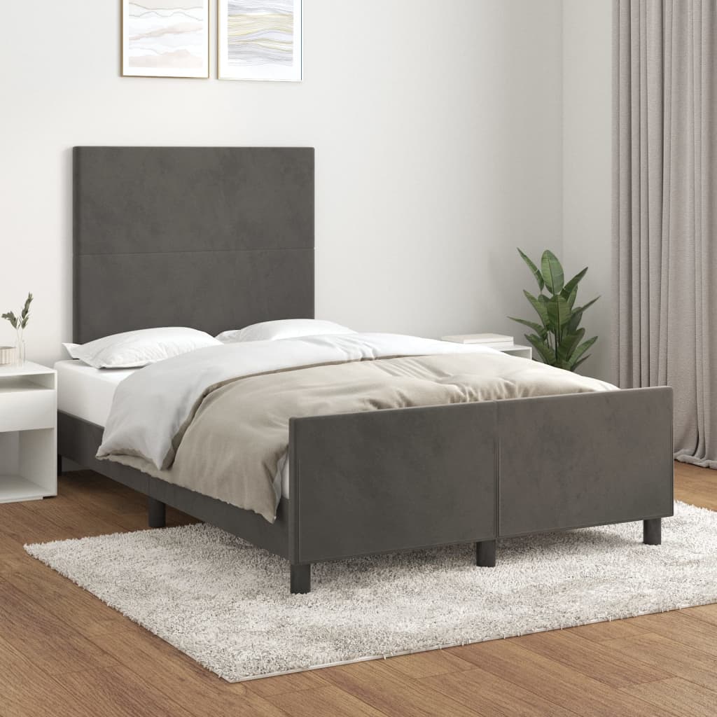 Sengeramme uden madras Mørkegrå 120x200 cm Fløjl