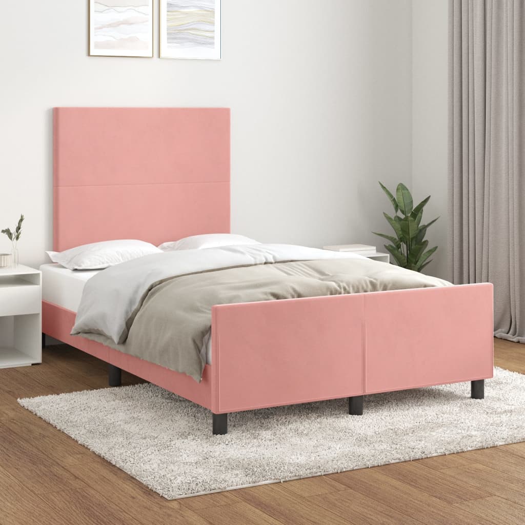 sengeramme med sengegavl 120x200 cm fløjl pink