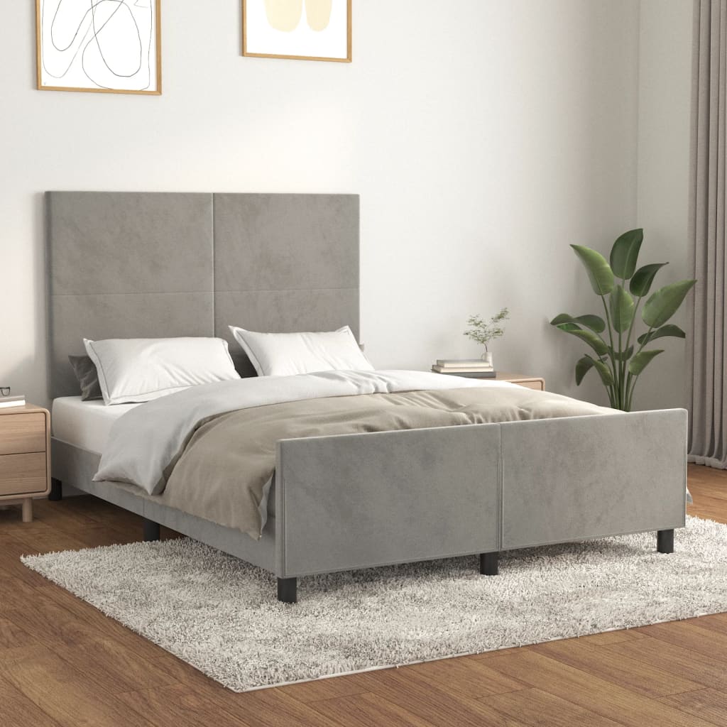 Sengeramme uden madras Lysegrå 140x190 cm Fløjl