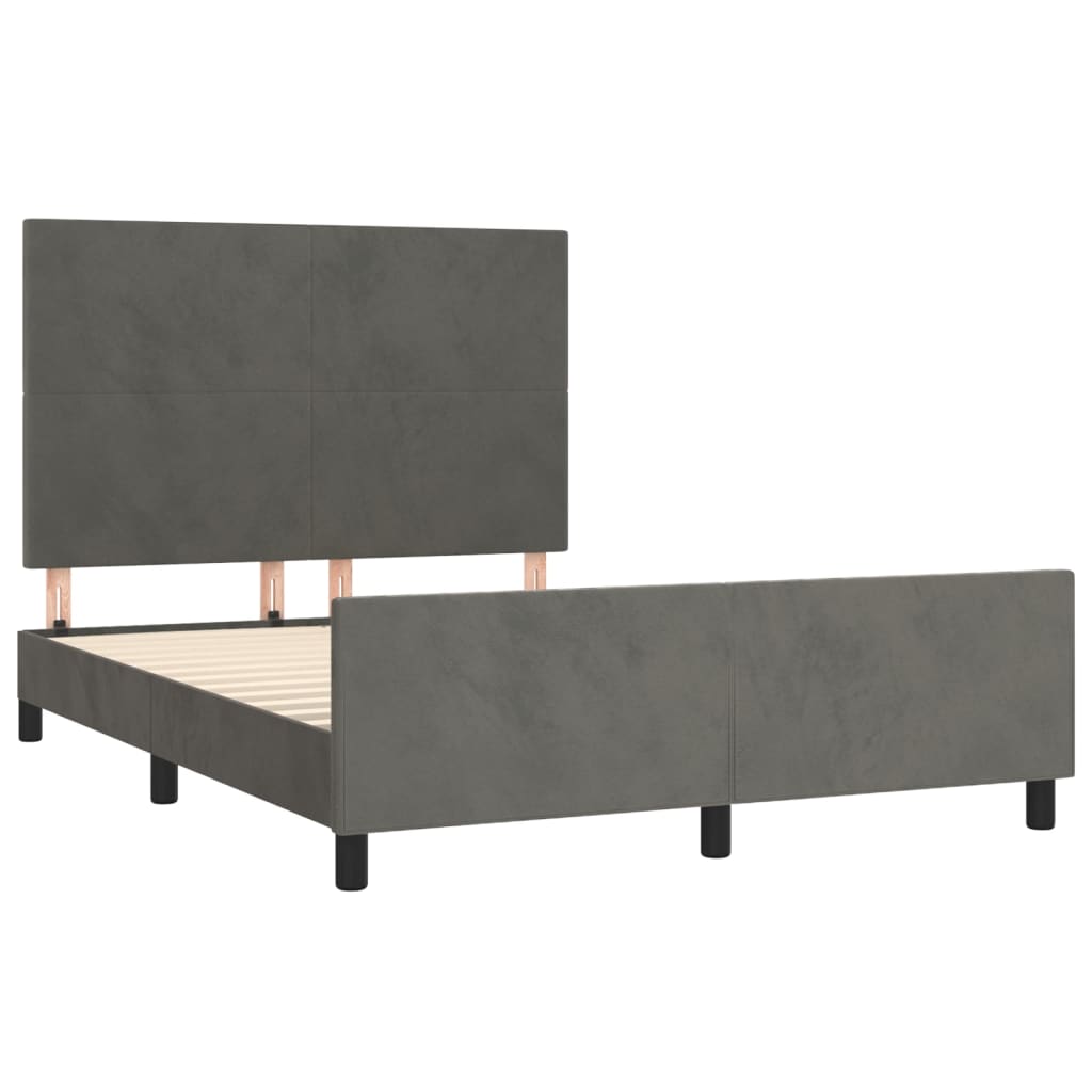 Sengeramme uden madras Mørkegrå 140x190 cm Fløjl