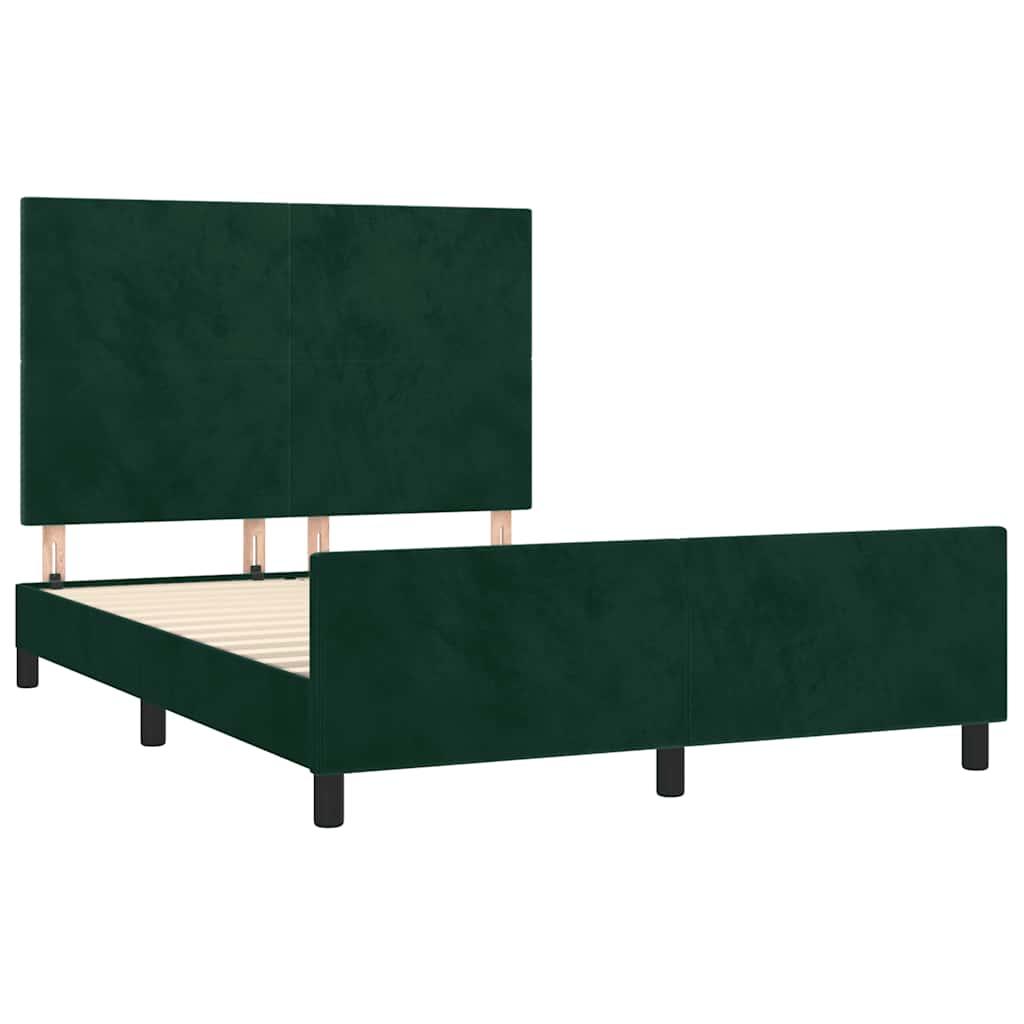 Sengeramme uden madras Mørkegrøn 140x190 cm Fløjl