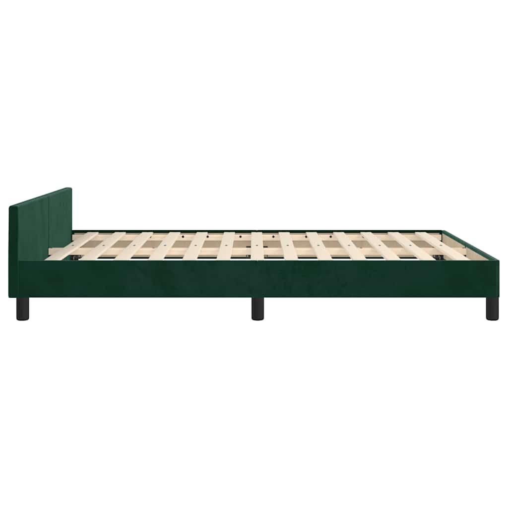 Sengeramme uden madras Mørkegrøn 140x190 cm Fløjl
