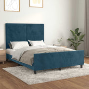Sengeramme uden madras Mørkeblå 140x190 cm Fløjl