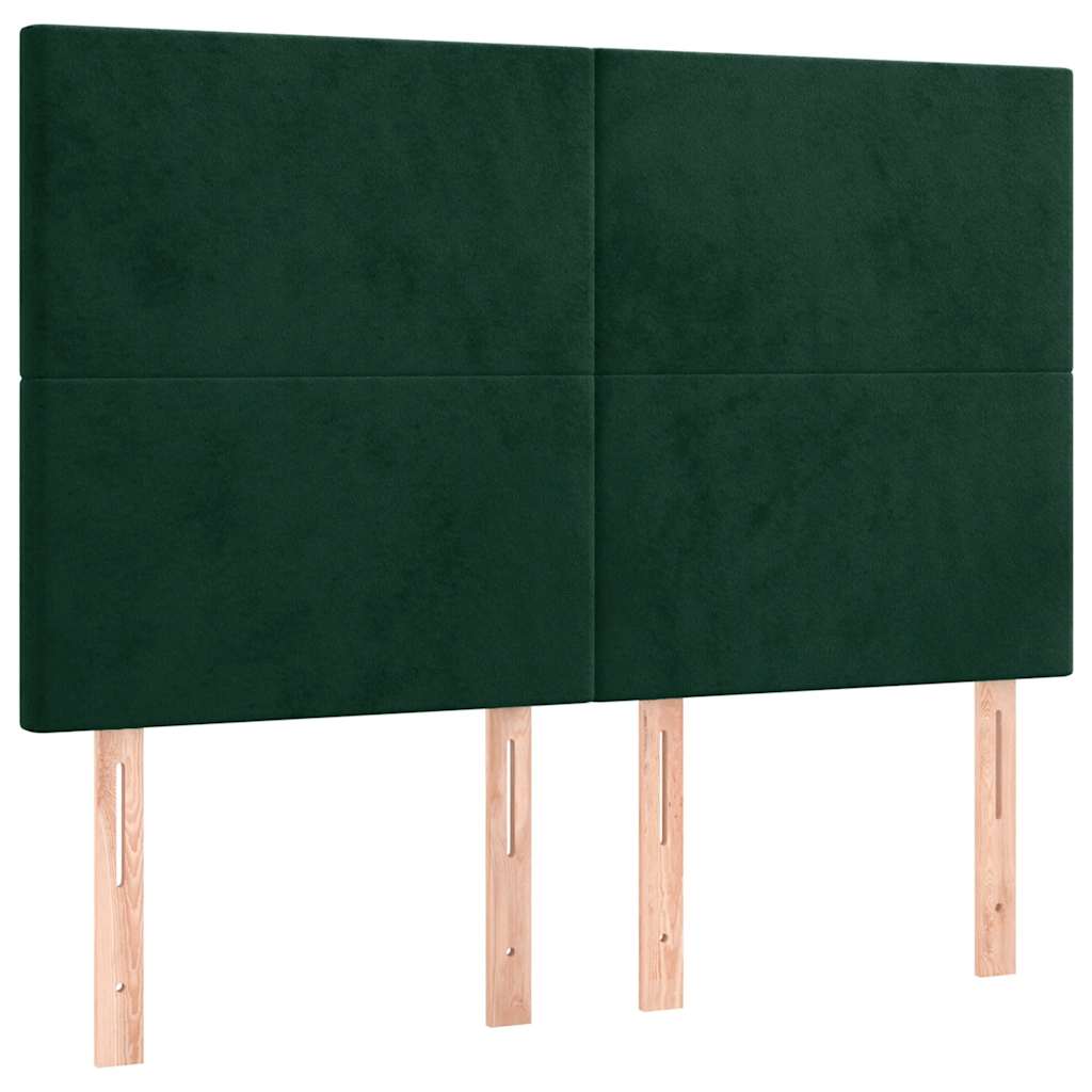 Sengeramme uden madras Mørkegrøn 140x200 cm Fløjl
