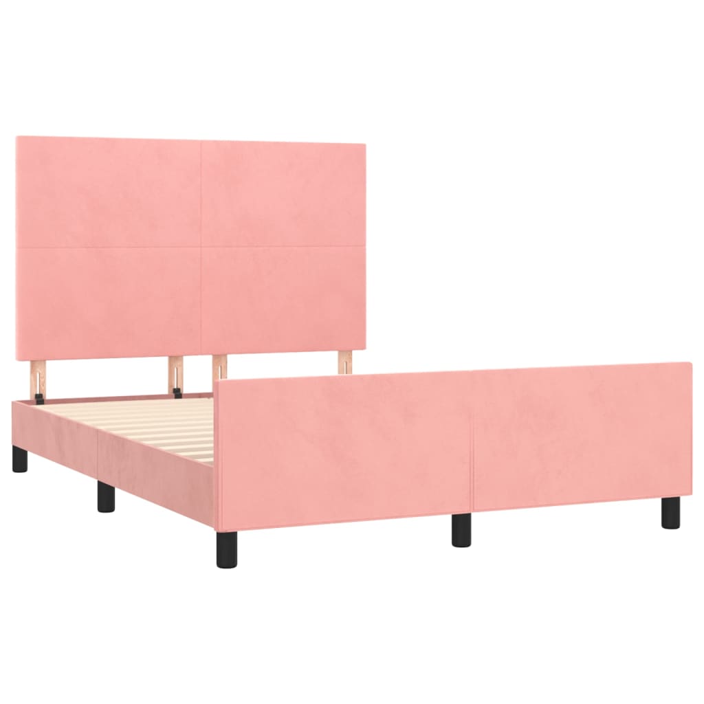 sengeramme med sengegavl 140x200 cm fløjl pink
