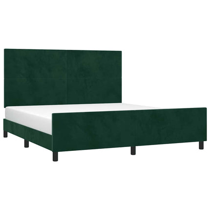 Sengeramme uden madras Mørkegrøn 160x200 cm Fløjl