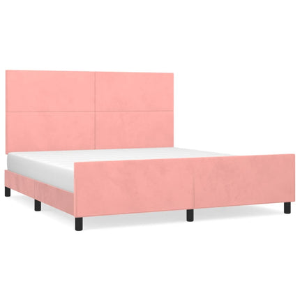 sengeramme med sengegavl 160x200 cm fløjl pink