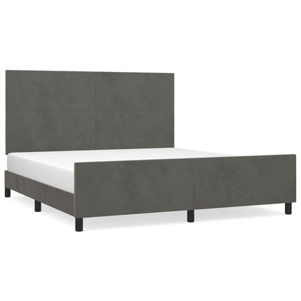 sengeramme med sengegavl 180x200 cm fløjl mørkegrå