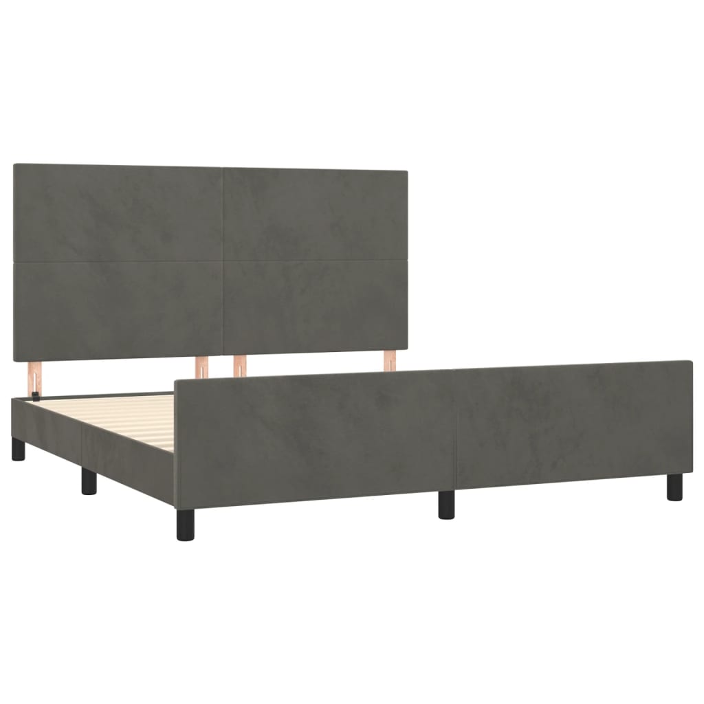 sengeramme med sengegavl 180x200 cm fløjl mørkegrå