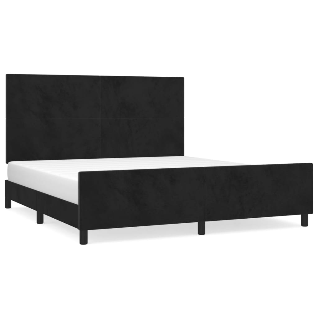 sengeramme med sengegavl 180x200 cm fløjl sort
