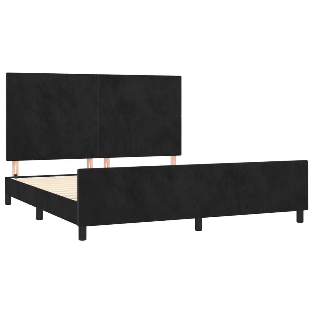 sengeramme med sengegavl 180x200 cm fløjl sort