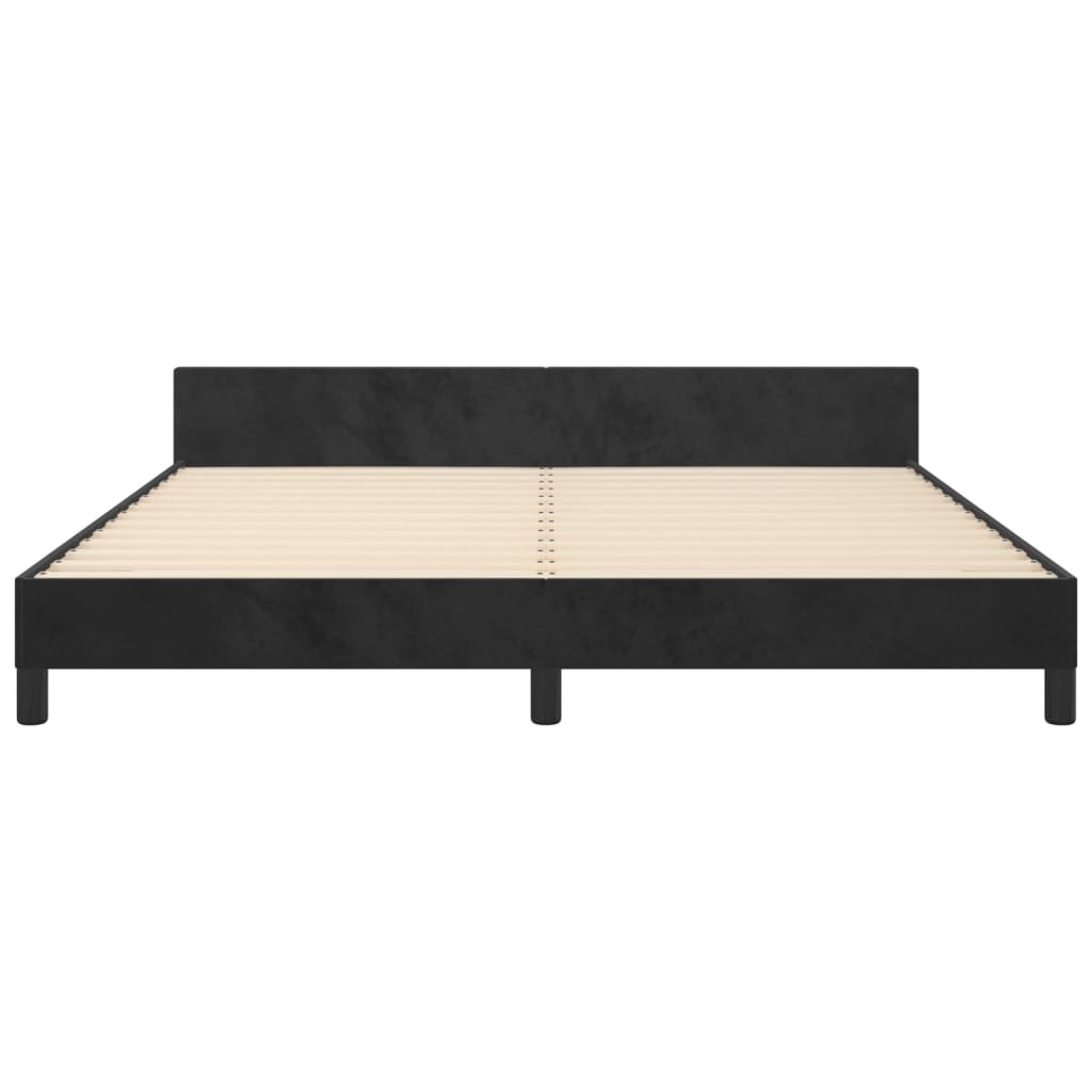 sengeramme med sengegavl 180x200 cm fløjl sort