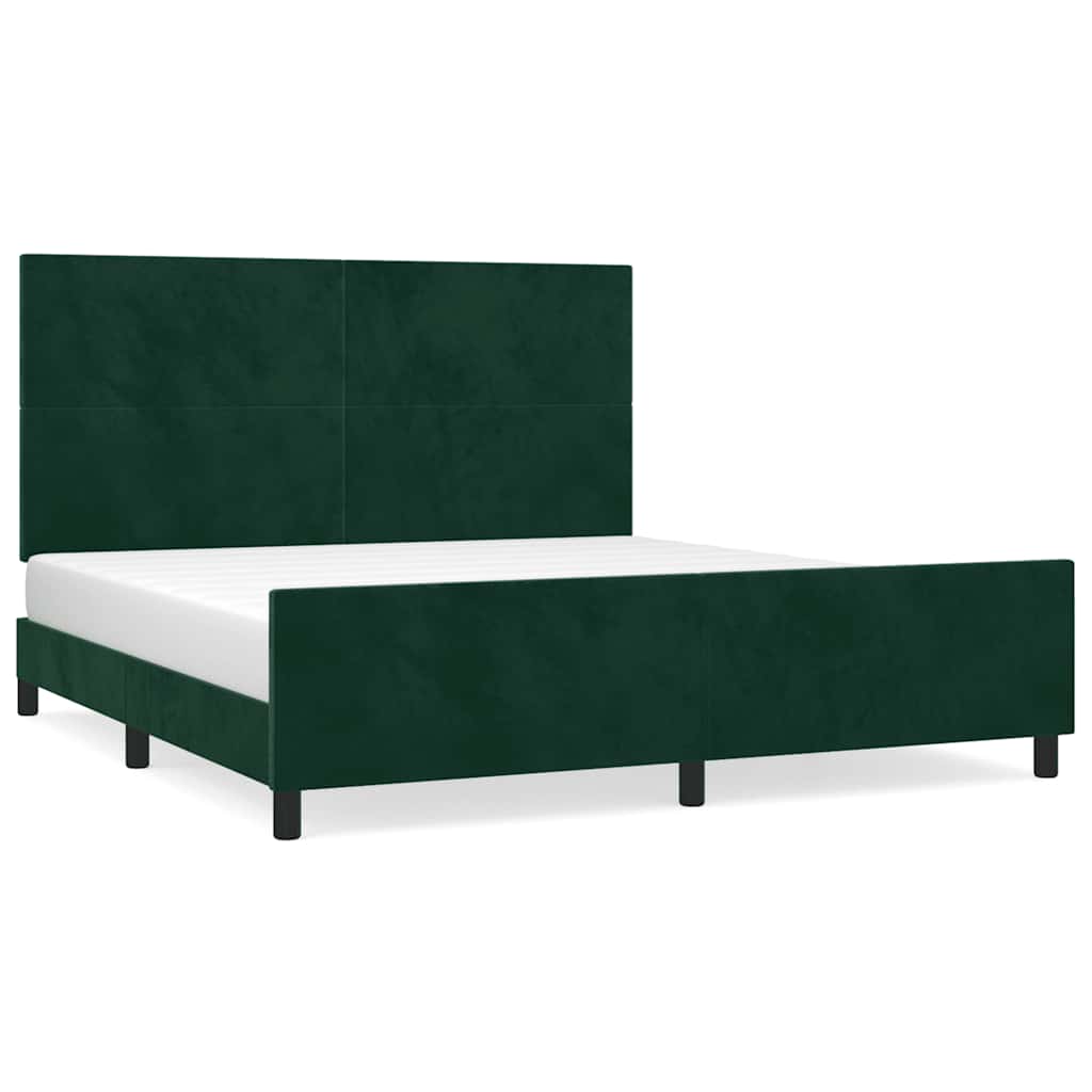 sengeramme med sengegavl 180x200 cm fløjl mørkegrøn