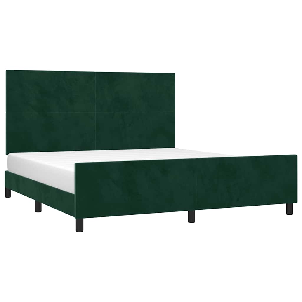 sengeramme med sengegavl 180x200 cm fløjl mørkegrøn