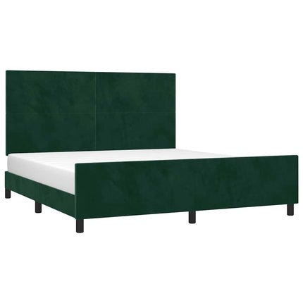 sengeramme med sengegavl 180x200 cm fløjl mørkegrøn