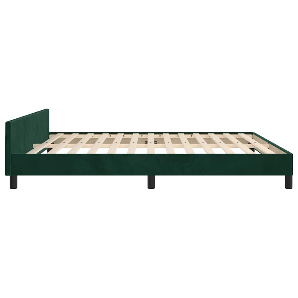 sengeramme med sengegavl 180x200 cm fløjl mørkegrøn